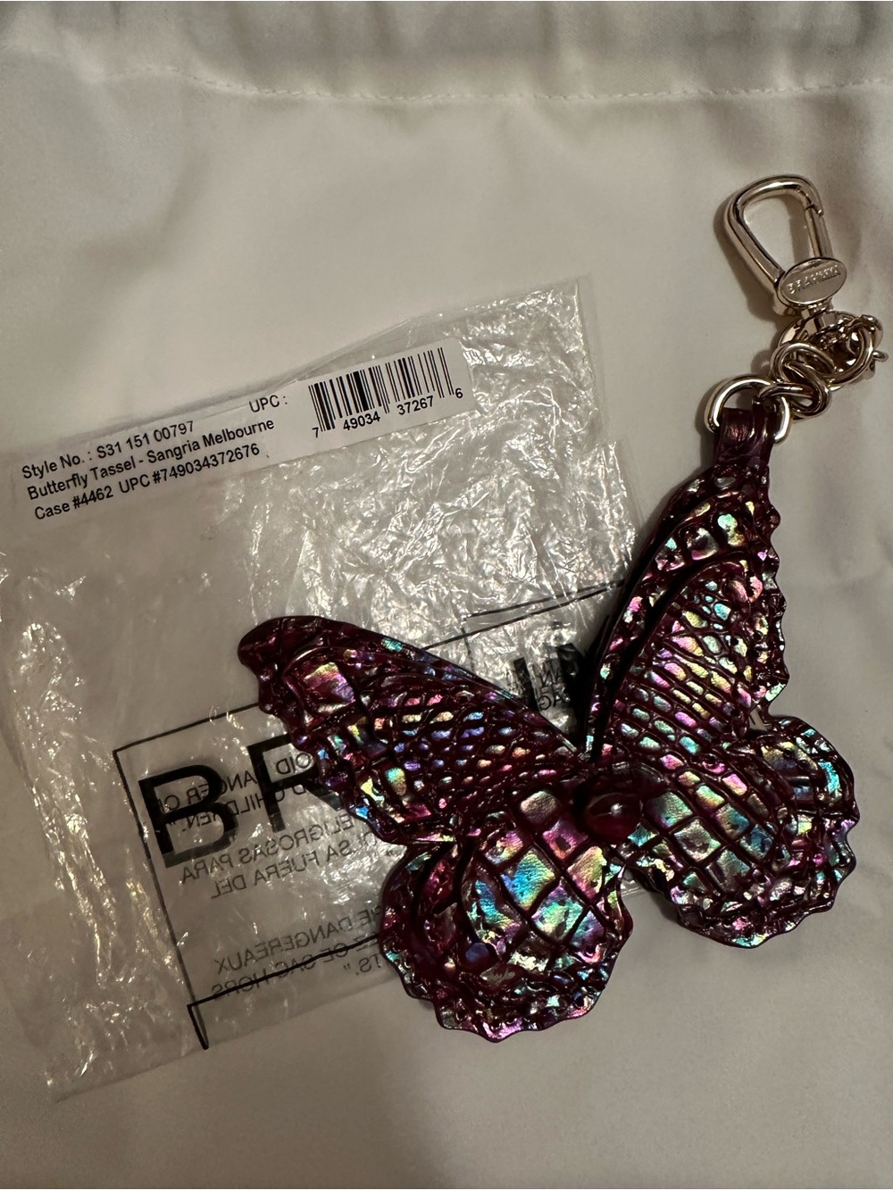 Brahmin Sangria Iridescent Burgundy Butterfly Key & Card Holder